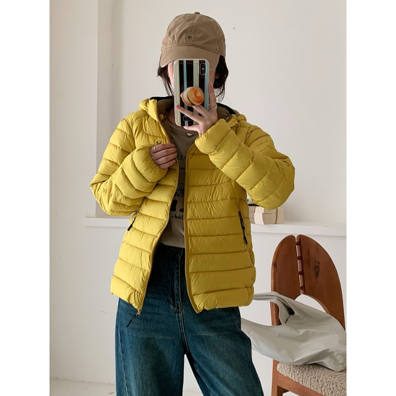 秋冬设计感宽松轻薄保暖防寒小个子连帽棉服外套女气质排骨棉衣潮