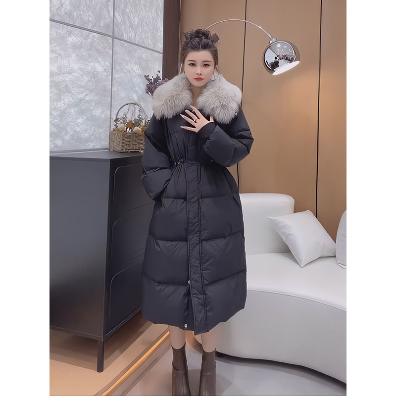 棉服长款冬季新款收腰2025显瘦加厚毛领棉衣过膝外套ins