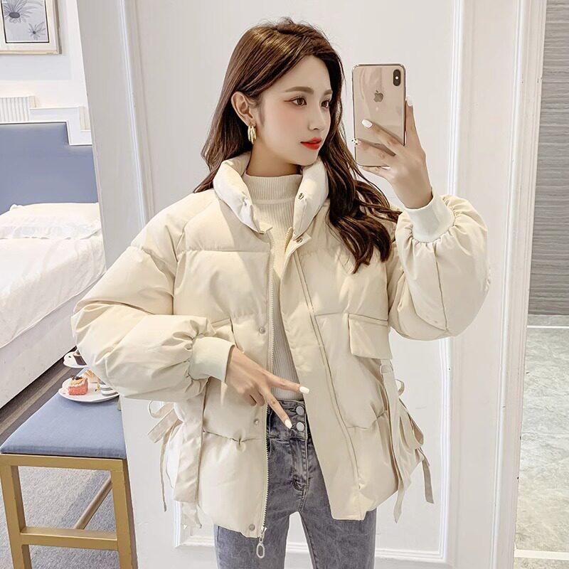 加厚保暖棉服女冬季韩系高级感爆款宽松立领纯色羽绒棉衣棉袄外套