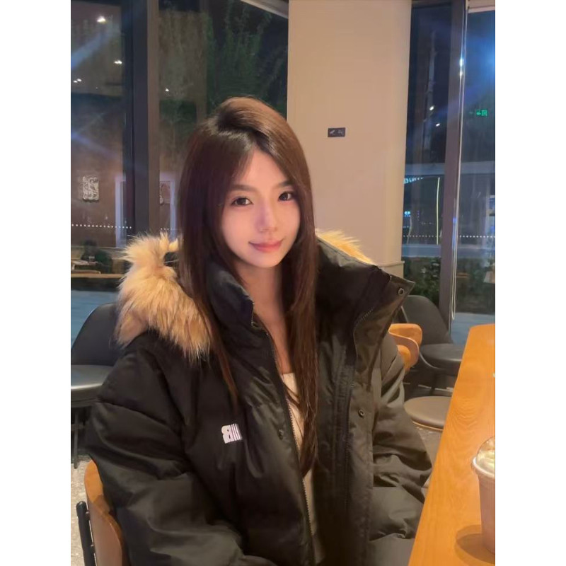 冬季大毛领连帽宽松大码棉服外套女工装保暖防寒派克棉袄洋气气质