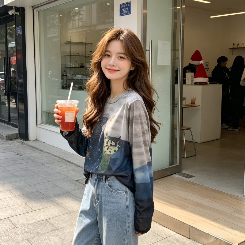 夏季薄款冰丝透气慵懒风宽松大码休闲长袖防晒T恤上衣女空调罩衫