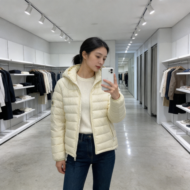 连帽设计感轻薄款防寒保暖宽松小个子排骨服外套女休闲百搭棉服潮