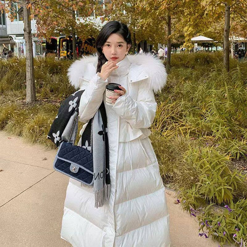 冬季气质轻奢欧货中长款过膝毛领加厚保暖防寒棉服外套女棉袄大衣