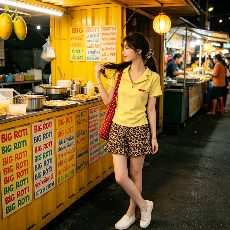 奶黄色Polo衫夏季正肩修身显瘦掐腰短款小个子翻领短袖T恤女上衣