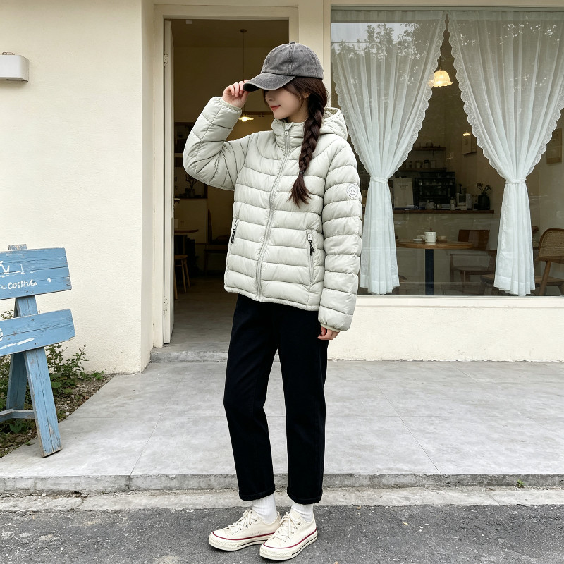 轻薄款连帽保暖防寒排骨服外套女秋冬设计感休闲百搭小个子棉服潮