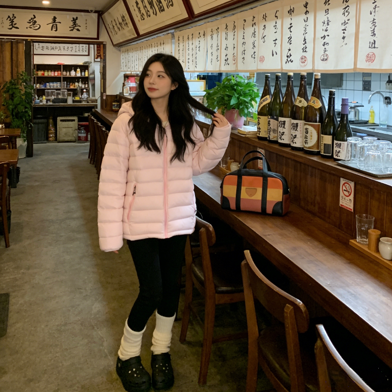 轻薄款连帽排骨服外套女休闲宽松小个子防寒保暖百搭棉服棉袄洋气