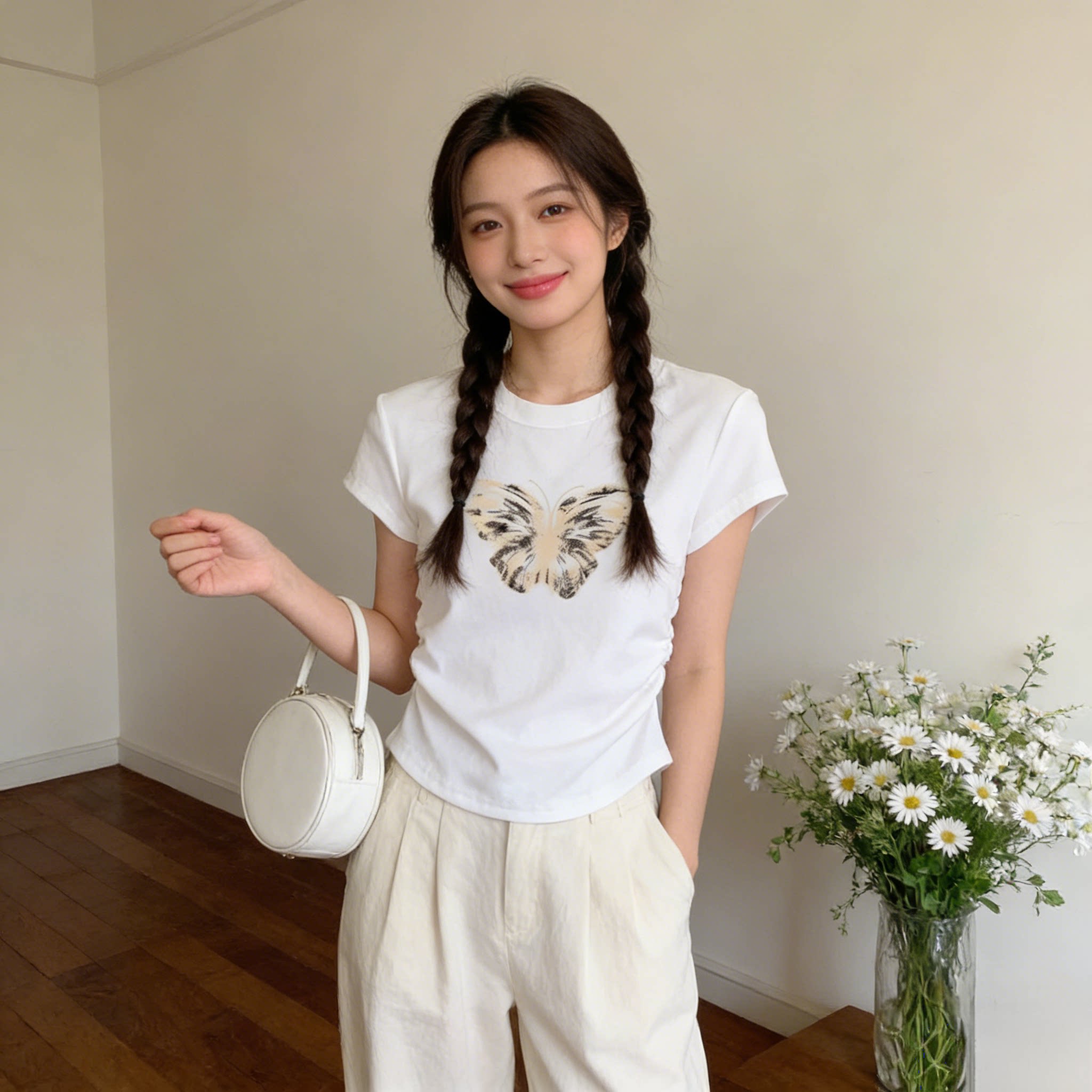 美式黑色正肩蝴蝶短袖t恤女夏季修身显瘦甜辣妹露脐短款紧身上衣