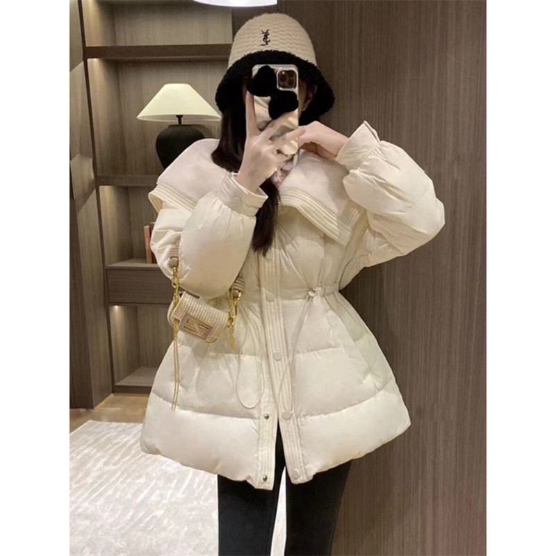 大毛领羊羔毛拼接设计感收腰显瘦小个子保暖防寒宽松棉服外套女潮