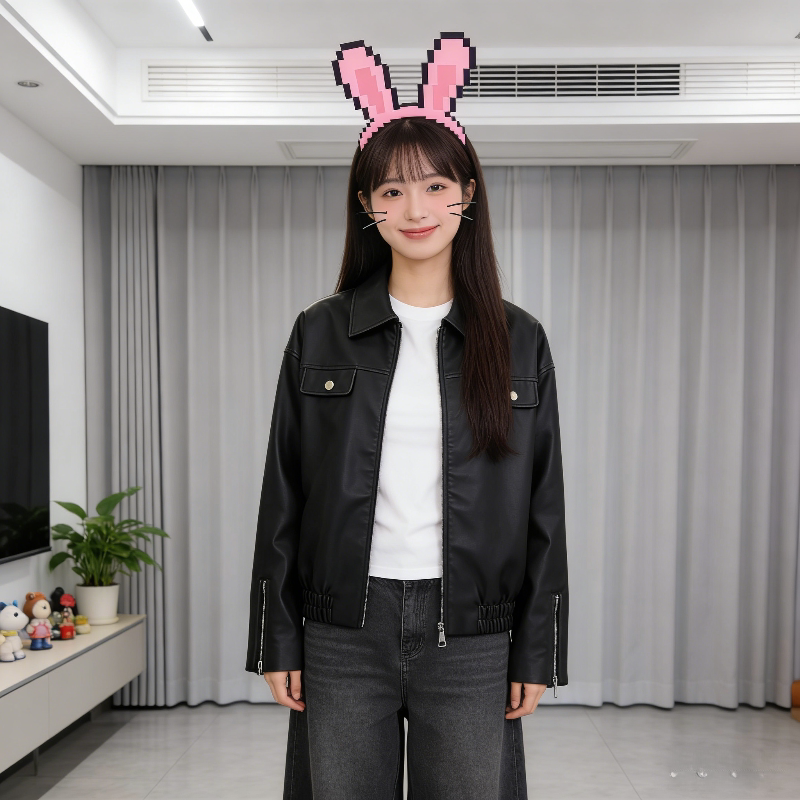 皮衣外套女早春设计感宽松休闲百搭洋气小个子美式高街帅气夹克潮
