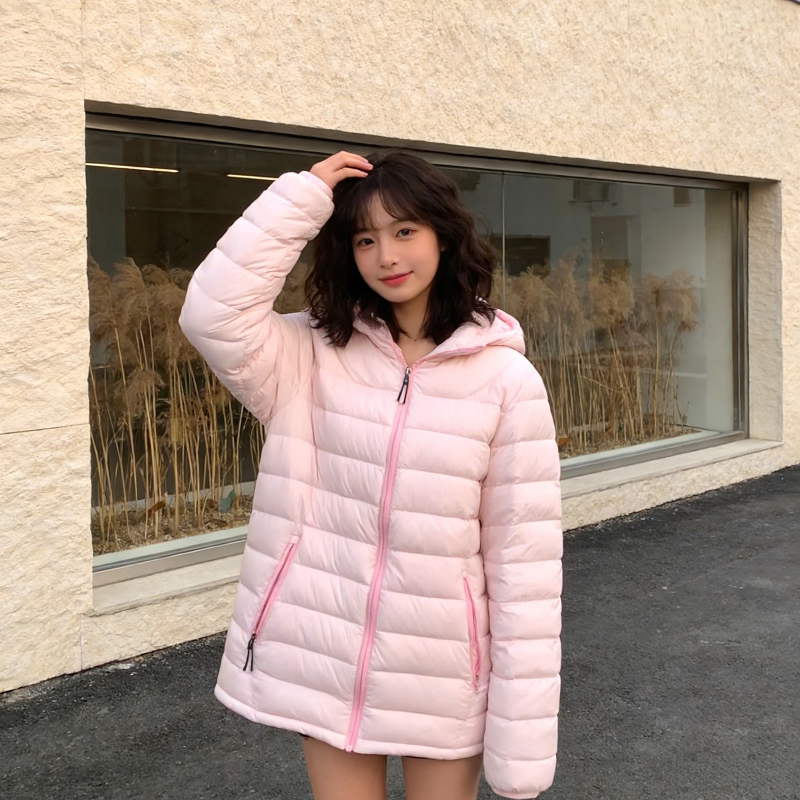 轻薄款连帽防寒保暖排骨服外套女休闲小个子百搭棉服棉袄洋气韩版