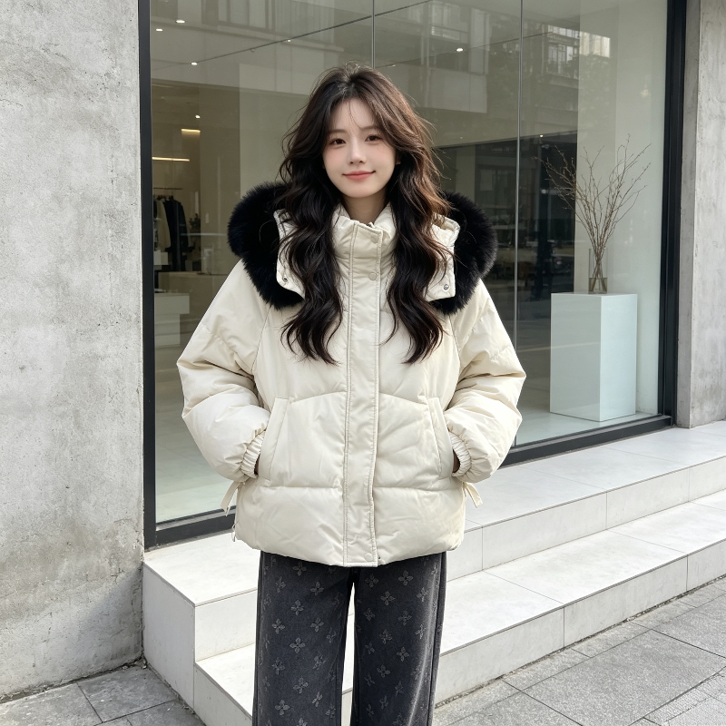 温柔风大毛领加厚保暖防寒宽松大码小个子棉服外套女面包服棉袄潮