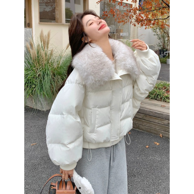轻奢风大毛领翻领短款保暖防寒棉服外套女小个子洋气气质百搭休闲