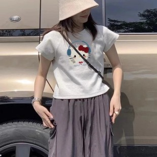 t恤简约时尚 2025年夏季 正肩短袖 新款 休闲印花设计 宽松显瘦百搭款