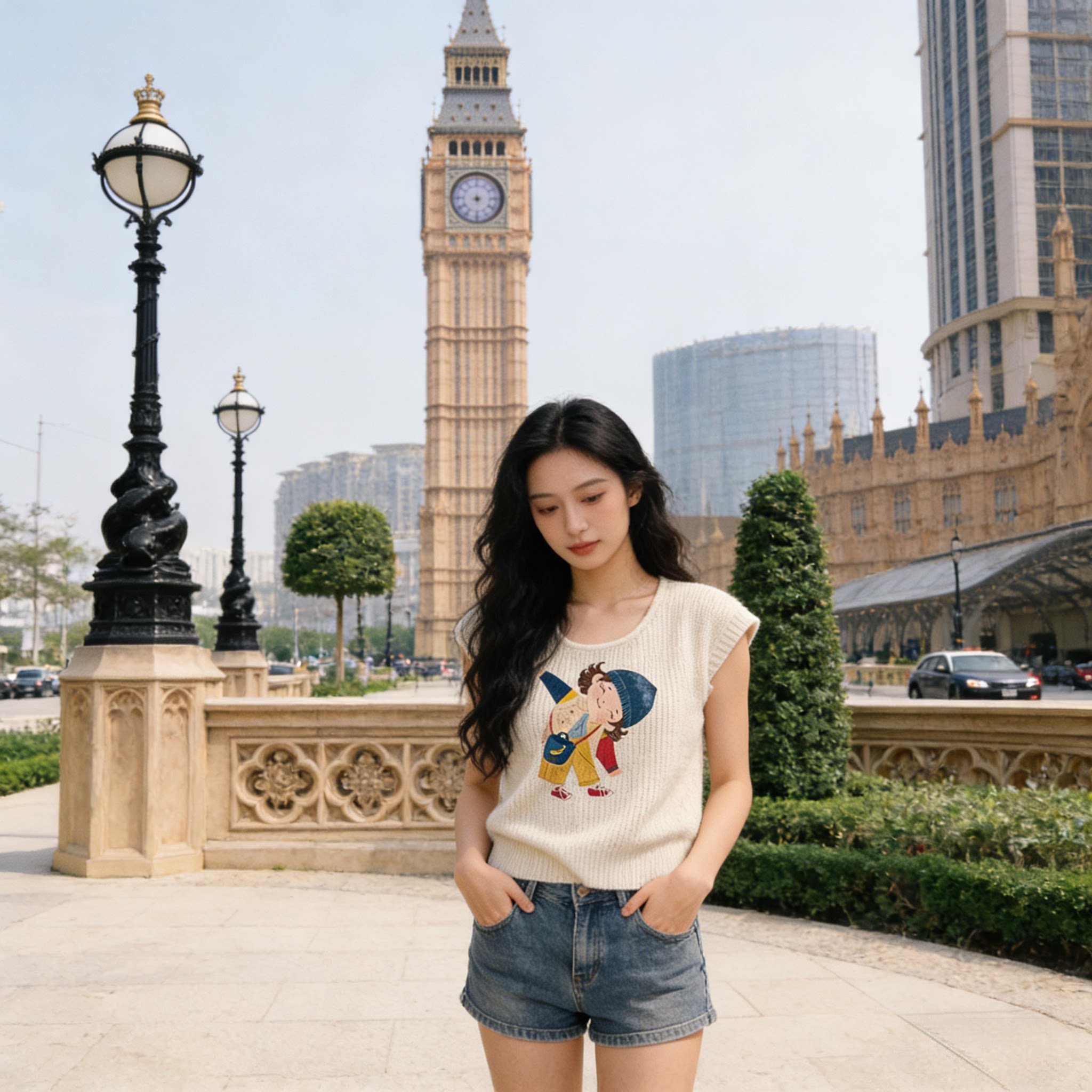 冰丝针织短袖薄款T恤女夏季欧货正肩轻奢高级感法式镂空短款上衣