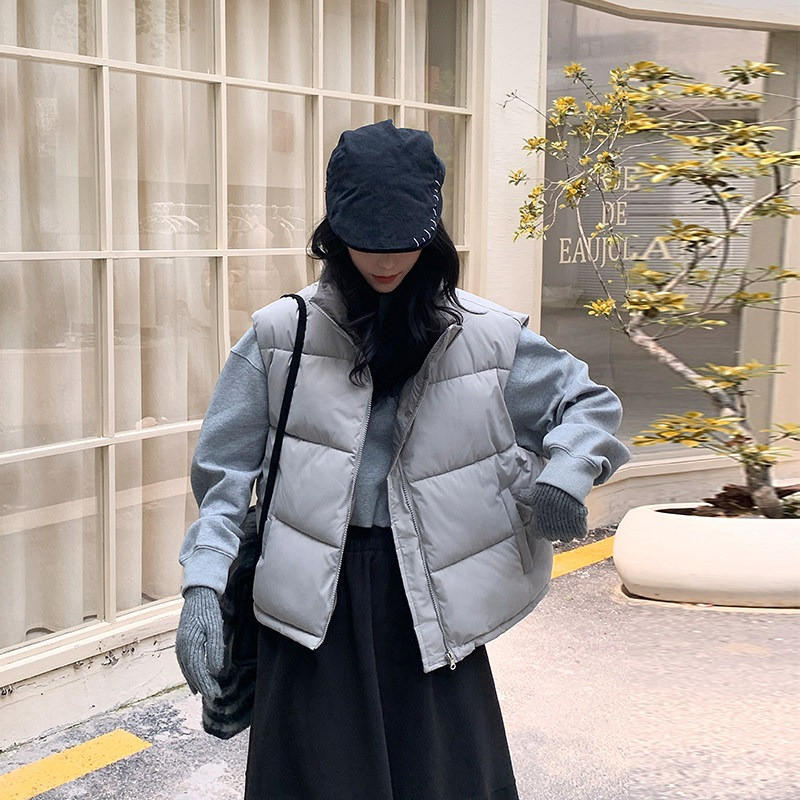 秋冬立领设计感宽松大码小个子无袖坎肩休闲百搭气质保暖棉服马夹