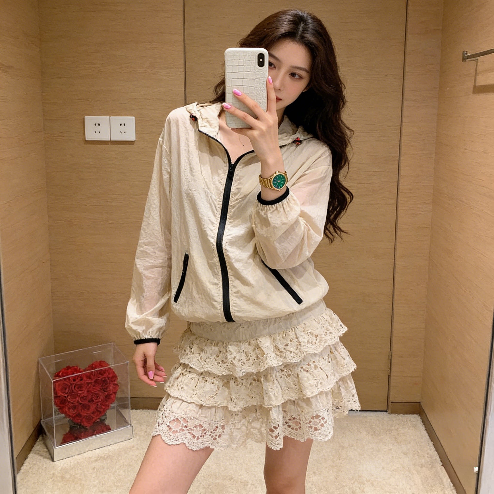 夏季连帽薄款冰丝透气设计感宽松大码小个子防晒衣外套女空调罩衫