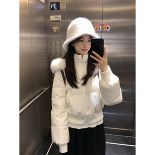 毛领连帽加厚保暖防寒短款小个子棉服外套女面包服棉袄洋气百搭潮