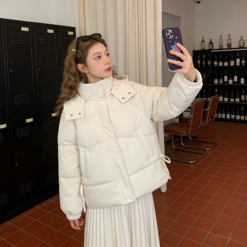 温柔风连帽宽松大码小个子加厚保暖防寒棉服外套女百搭面包服棉袄