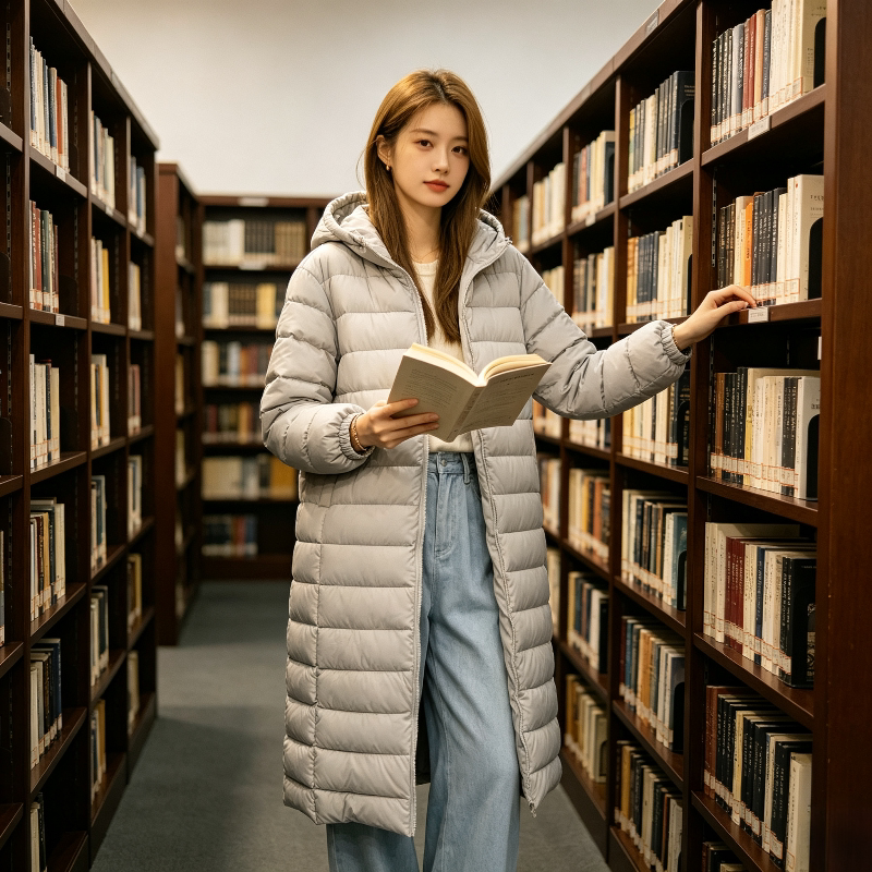中长款过膝连帽设计感宽松大码小个子休闲百搭棉服外套女面包服潮