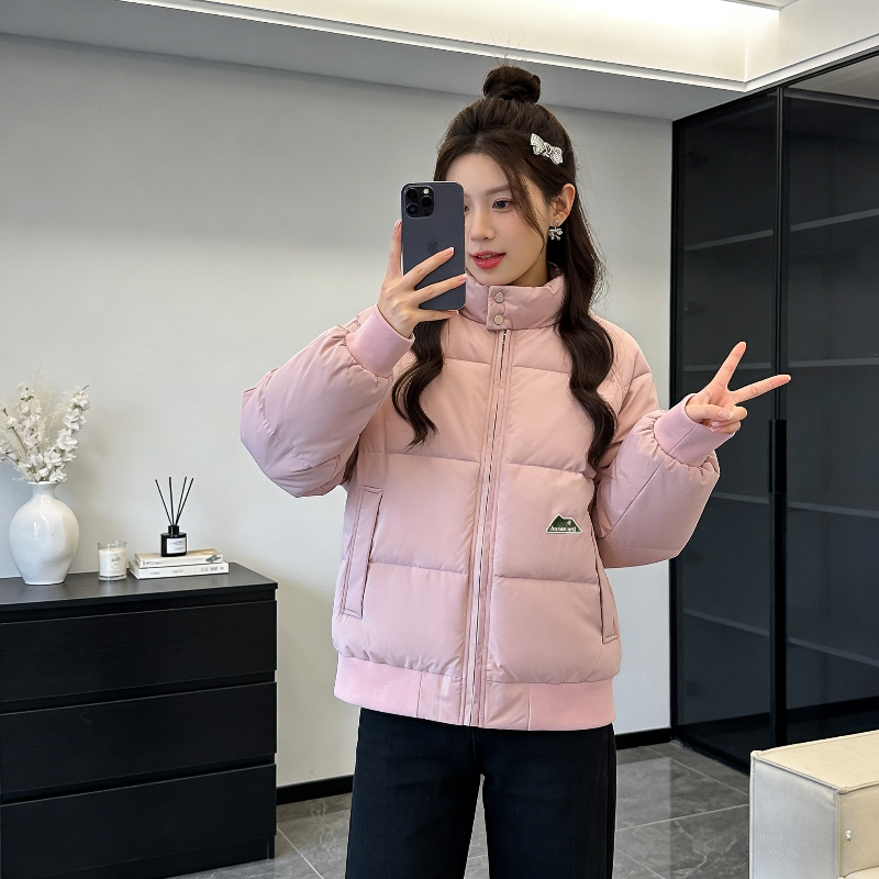 立领韩系加厚保暖棉服女款秋冬季小个子宽松慵懒风面包服大码外套