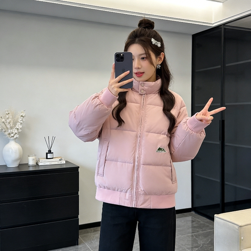 立领韩系加厚保暖棉服女款秋冬季小个子宽松慵懒风面包服大码外套