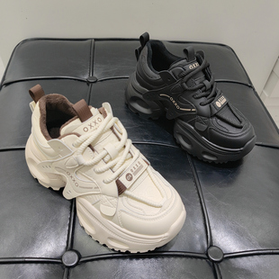 加绒厚底老爹鞋女2025冬季新款增高秀气休闲运动鞋显瘦百搭小个子