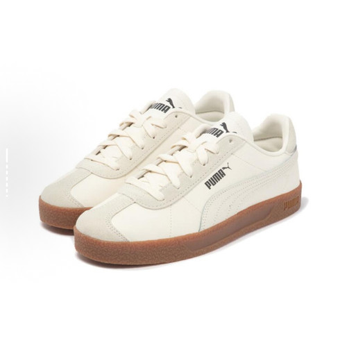 PUMA Club 牛剖层革人造革 耐磨 低帮 板鞋 男女同款 米白401515