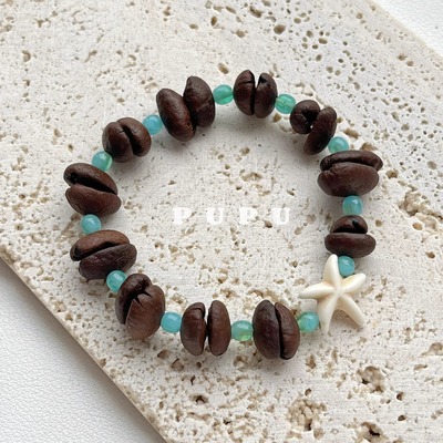 PUPU原创手工「蓝调时刻」咖啡豆手串男女同款ins风小众设计简约