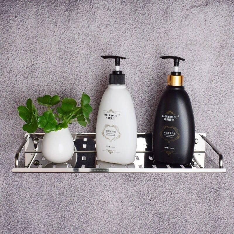 全能置物架加厚不锈钢打孔壁挂式墙上卫生间厨房路由器收纳架宽21