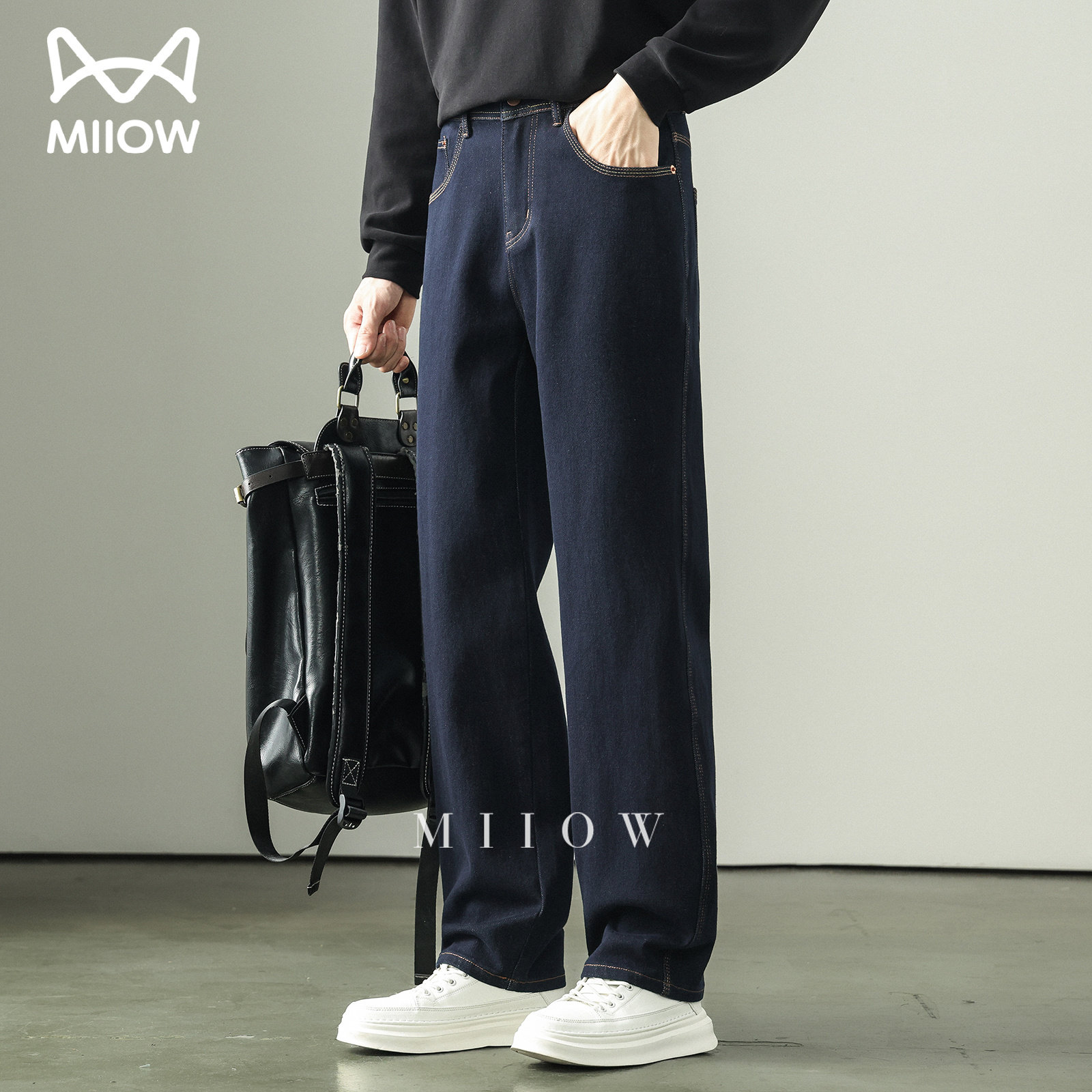 猫人高品质360弹力原色牛仔裤男