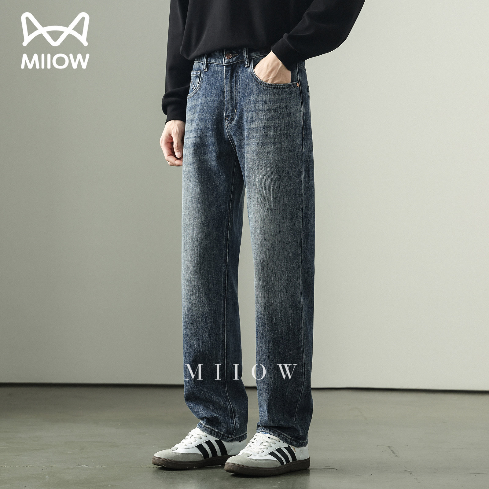 猫人高品质久穿不变形弹力牛仔裤