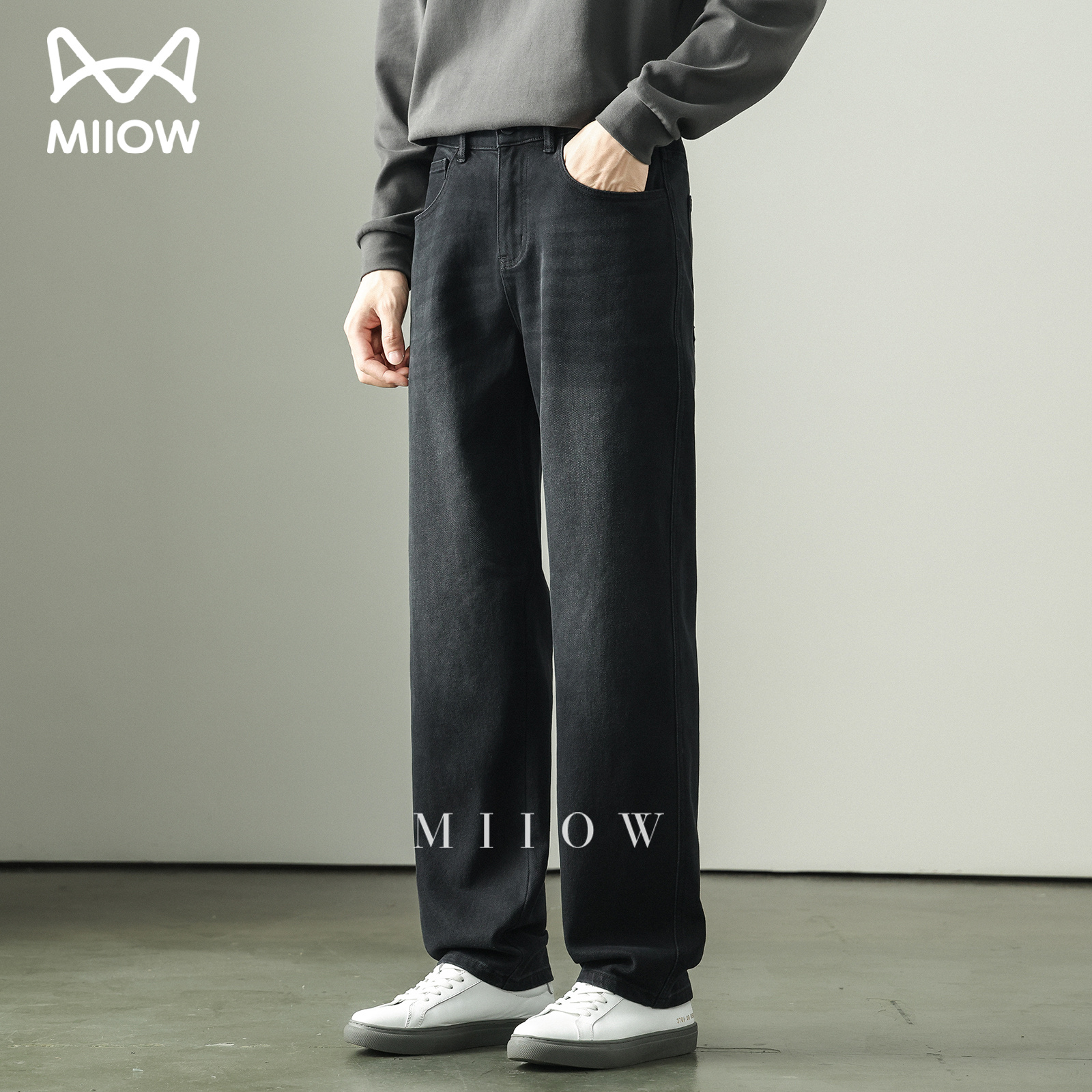 猫人新款百搭弹力小直筒牛仔裤男