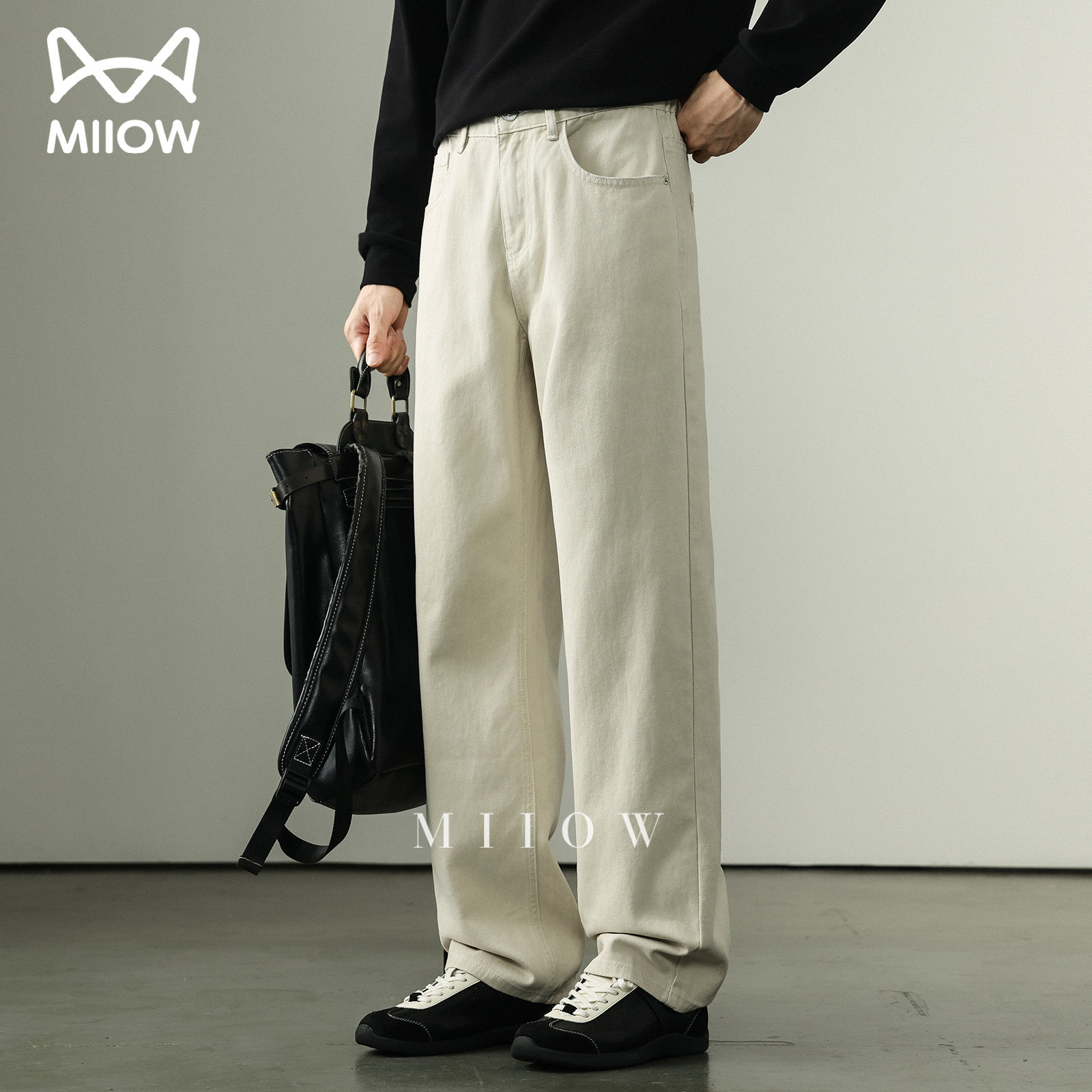 猫人轻奢纯棉牛仔裤男直筒休闲裤