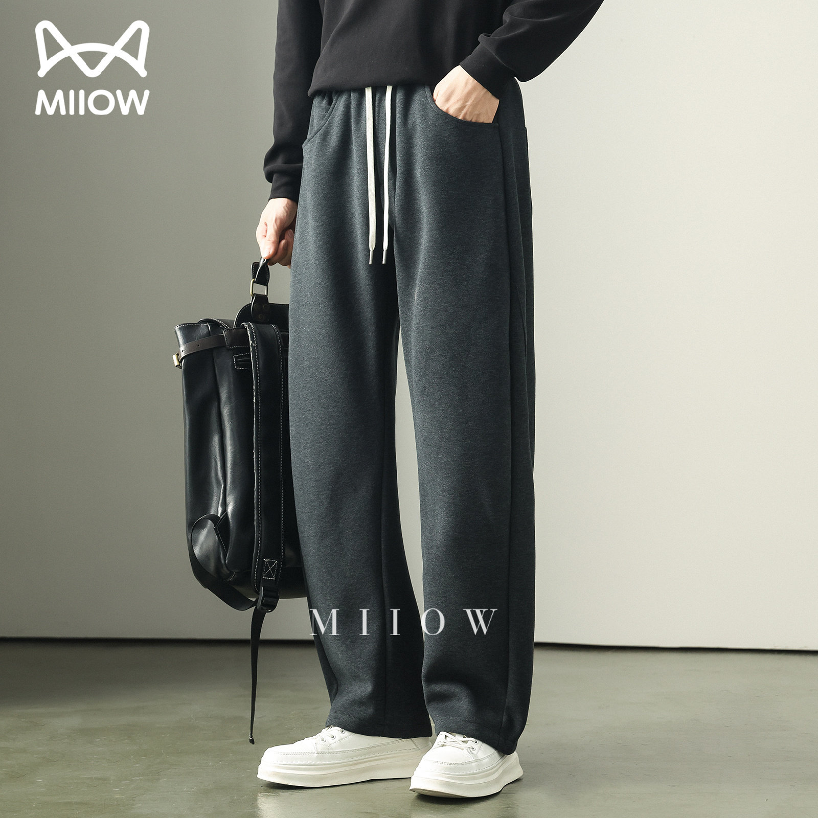 高级感老钱风宽松直筒休闲裤男