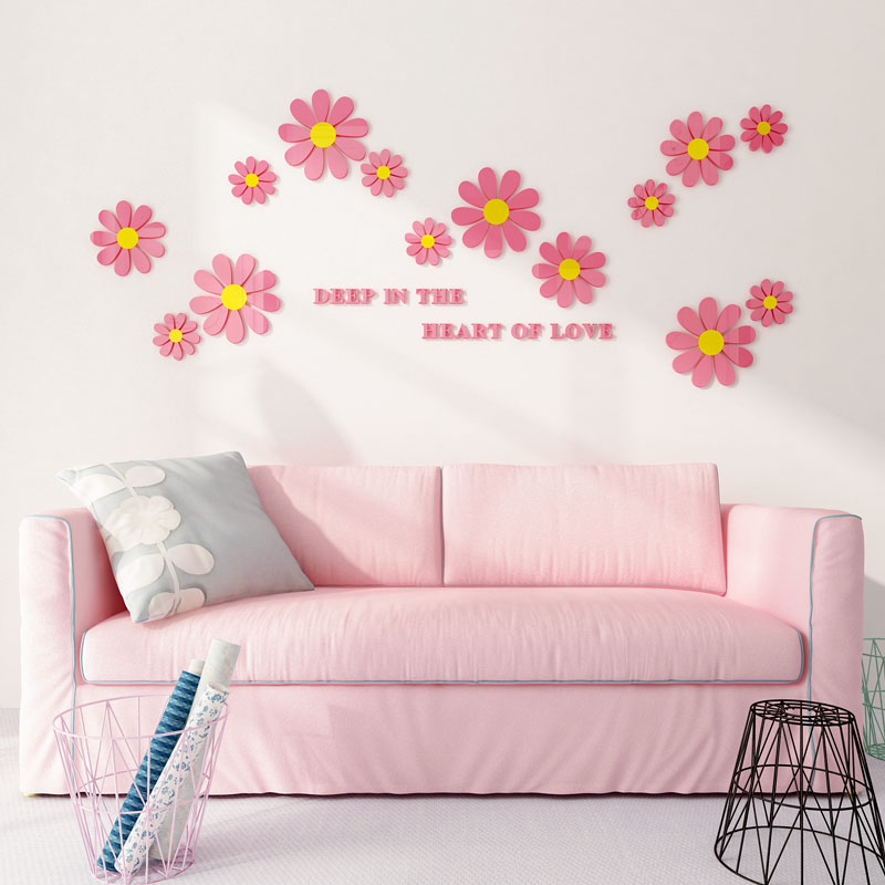 简约雏菊3d立体墙纸自粘餐客厅沙发背景墙面装饰房间卧室床头布置
