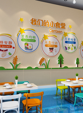 幼儿园食堂文化环创贴纸午托管班小饭桌饭厅布置文明用餐标语墙贴