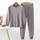 保暖内衣全棉衬衣裤 薄款 内衣妈妈圆领长袖 中老年女士纯棉秋衣秋裤