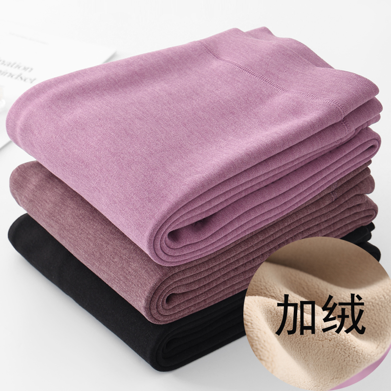 女士护膝加绒保暖裤大码高腰弹力