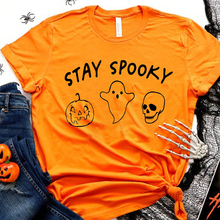 Stay Spooky Halloween Women T Shirts创意骷髅字母印花南瓜衫女