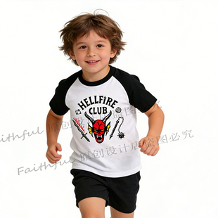 奇物怪语Hellfire Club Kids T Shirt美剧地狱之火俱乐部小孩短袖
