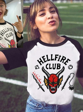 Hellfire Club Stranger Things奇物怪语地狱之火短袖T恤男女通用