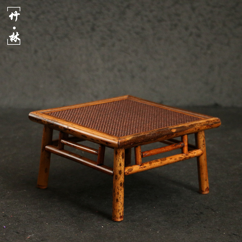 精品浙工纯手工制作天然老梅鹿竹小摆台藤面竹制小盆景架子竹茶台,特色手工艺,竹编/竹雕,淘宝优惠券,粉丝福利购,淘宝优惠卷