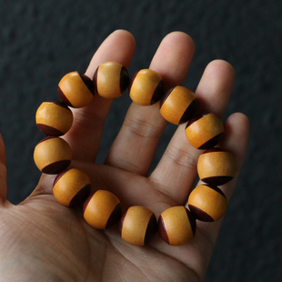 精品纯手工制作天然葫芦文玩手串把玩血檀木镶嵌葫芦手链手环手镯