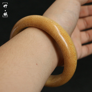 精品纯手工制作天然满花鱼籽纹龙血金丝竹手镯精磨老玉竹手环把件