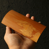 一物一拍精品纯手工留青雕刻老玉竹茶则手把件竹雕竹制把玩醒茶荷