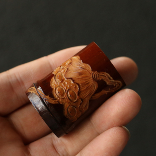 纯手工雕刻老煤竹盖置竹制小竹节茶壶盖隔热小盖托紫砂壶盖搁置