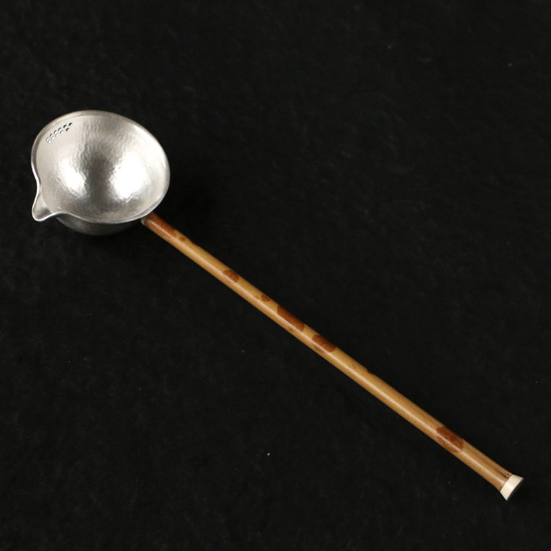 一物一拍精品天然真宗福建武夷山红湘妃竹纯银茶水勺茶道银分茶勺