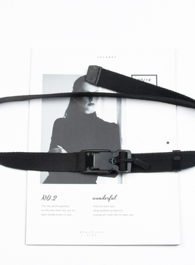 2.5cm自动磁力扣工装裤帆布腰带 年轻人个性潮流嘻哈加长暗黑皮带