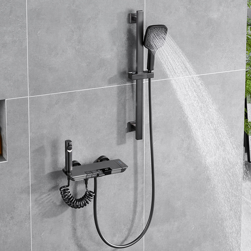 新款德国全铜浴室恒温钢琴按键浴缸水龙头卫生间简易淋浴花洒套装