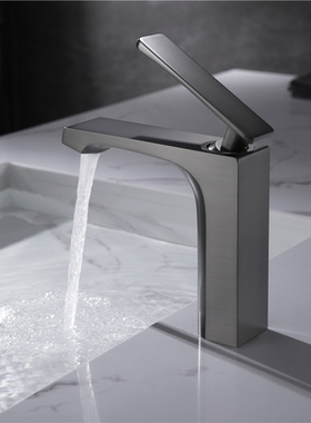 意大利捷仕GESSI全铜拉丝枪灰色面盆台盆水龙头浴室柜洗脸盆冷热